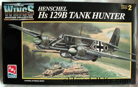 AMT 1/48 Henschel HS-129B-2 / B-3 Tank Buster - Luftwaffe Staffel (II Gruppe) SG 4 (Russia) or IV Gruppe SG9 Commander's Aircraft Winter 1955, 8684 plastic model kit